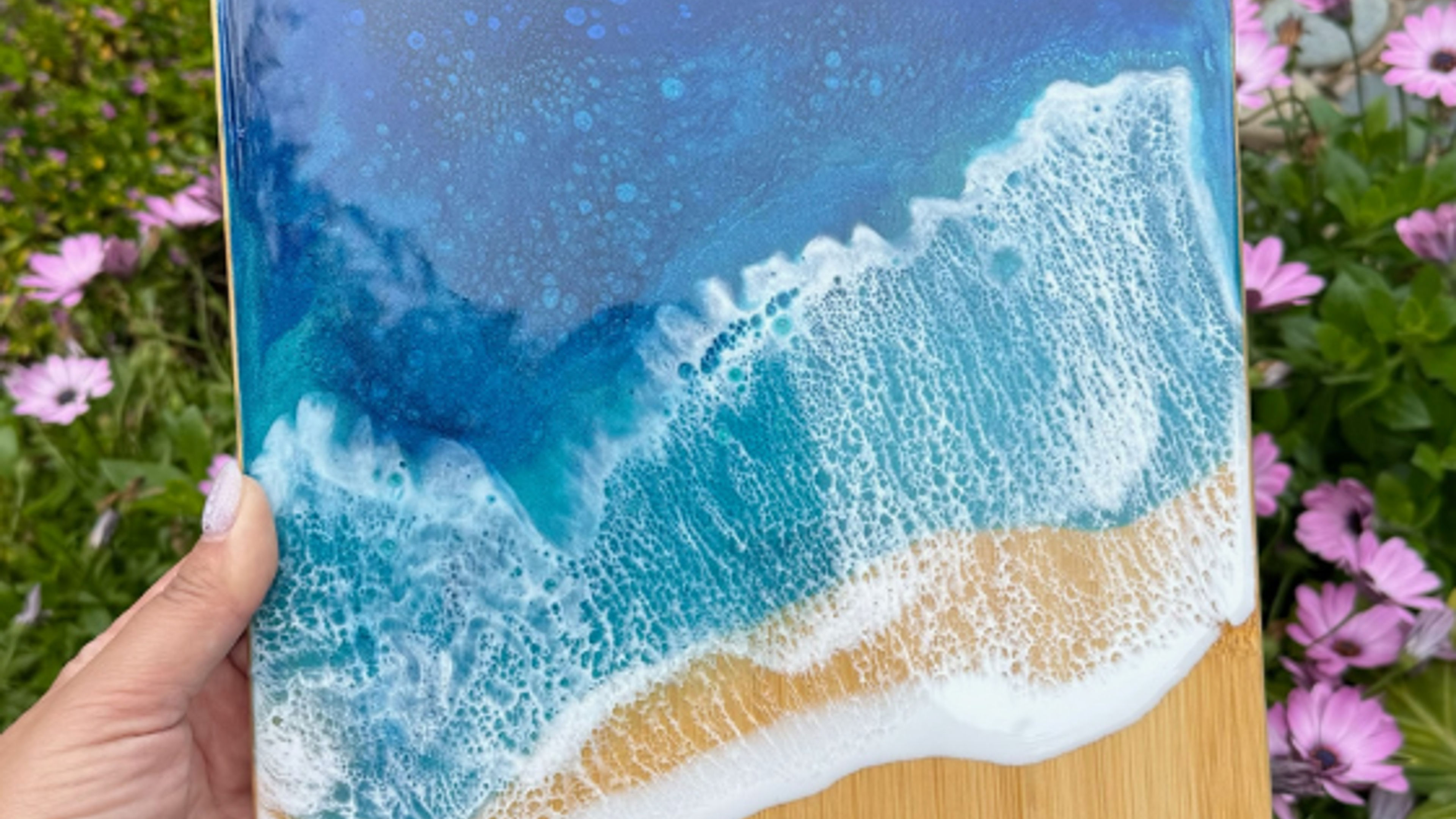 Introductory Resin Art: Ocean Cheeseboard Workshop - slide 12