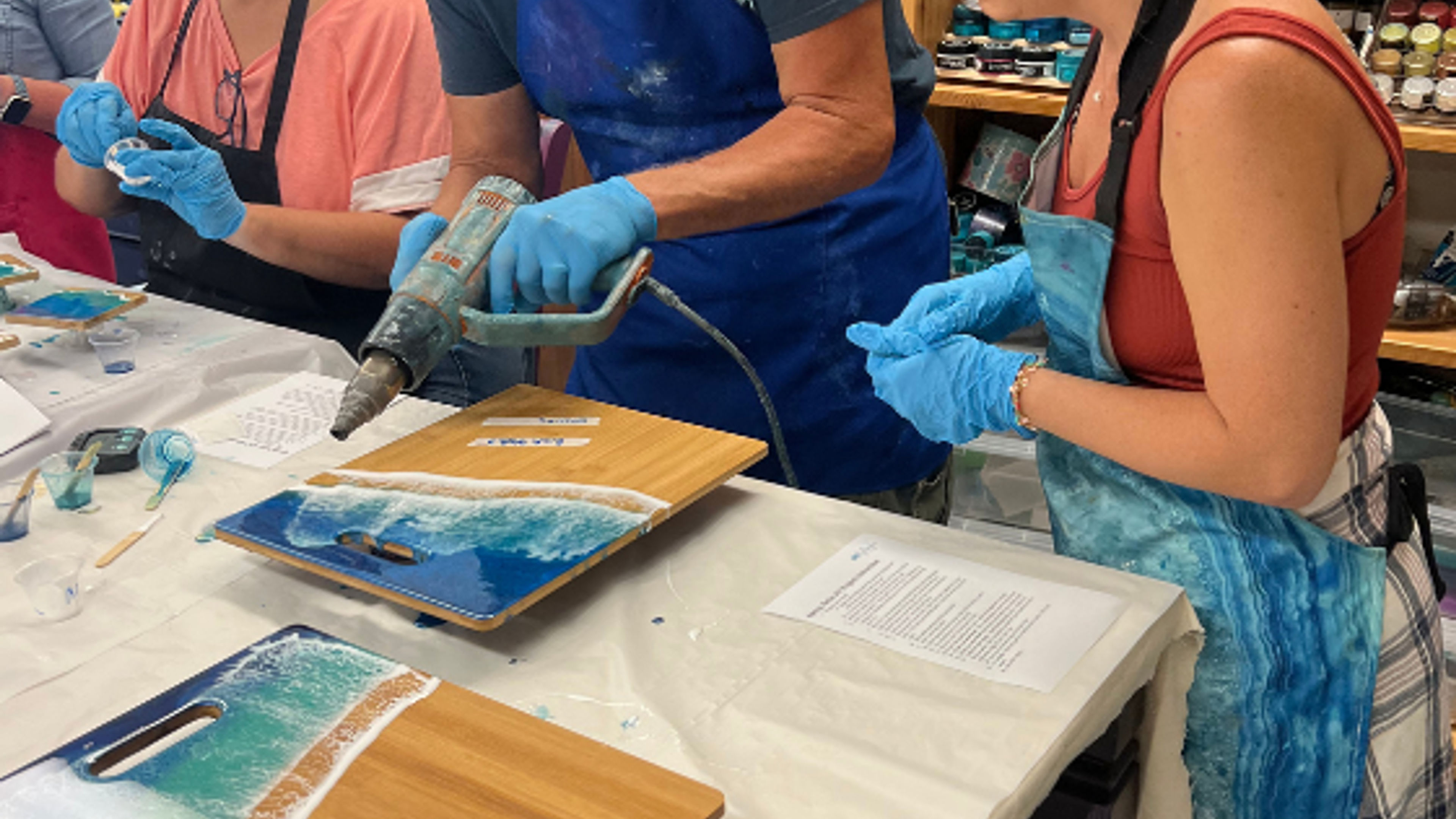 Introductory Resin Art: Ocean Cheeseboard Workshop - slide 18