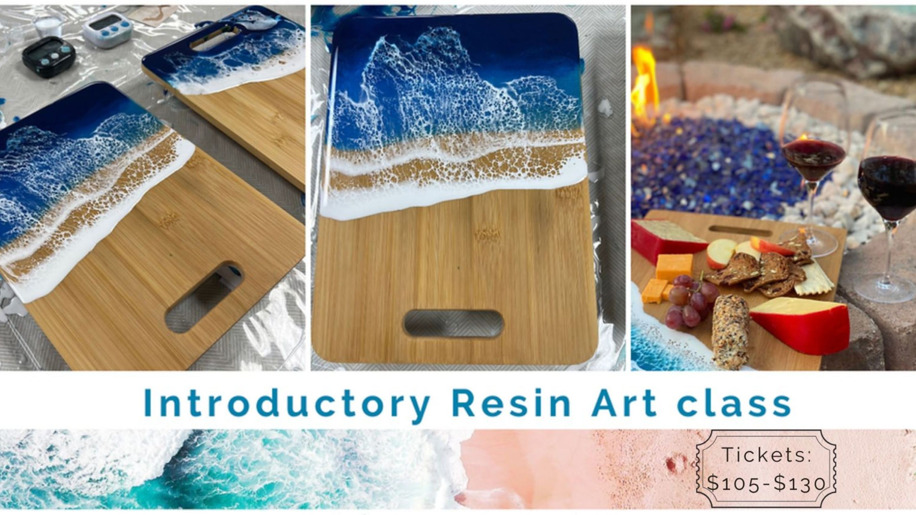 Introductory Resin Art: Ocean Cheeseboard Workshop - slide 3