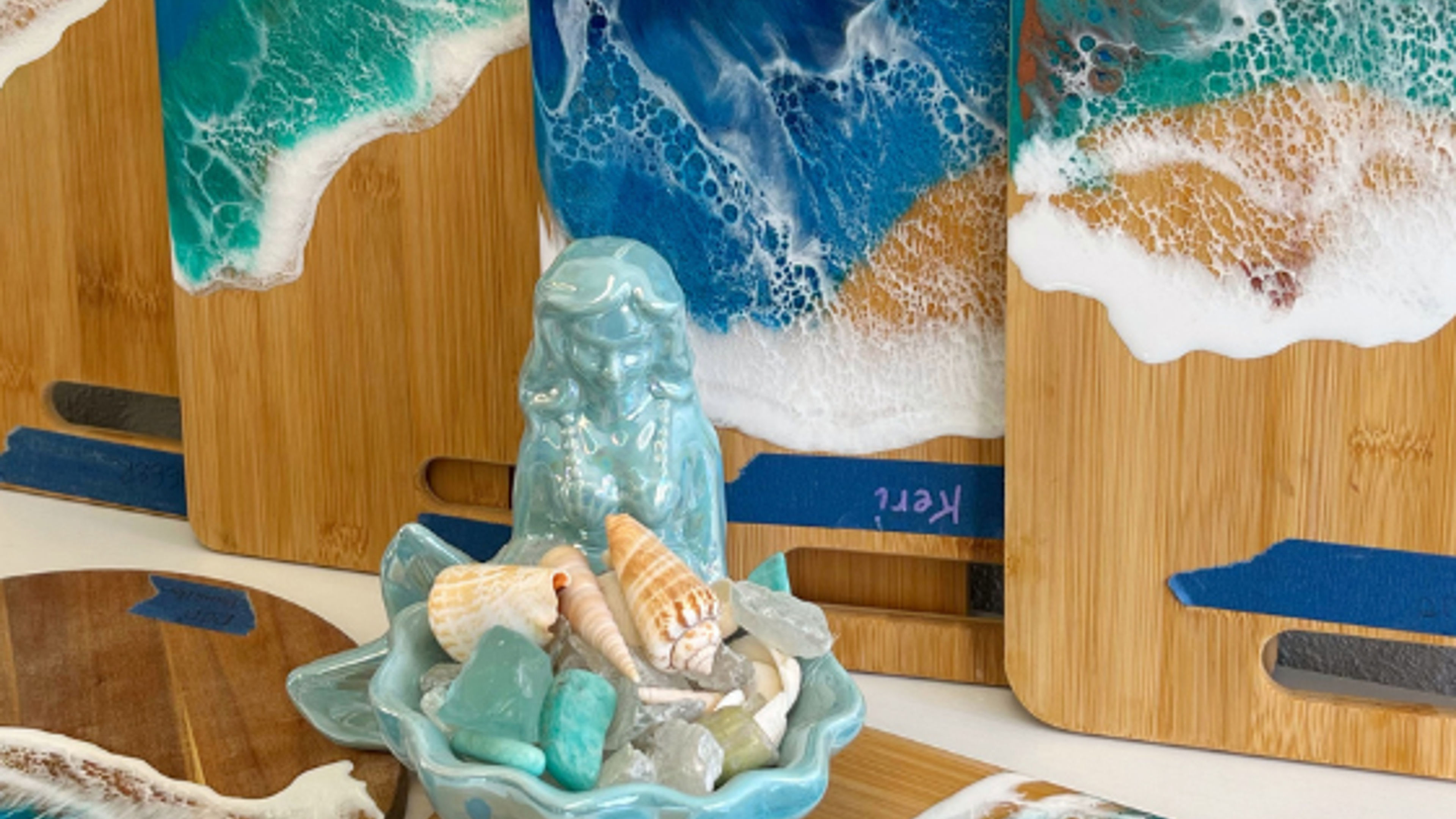 Introductory Resin Art: Ocean Cheeseboard Workshop - slide 6