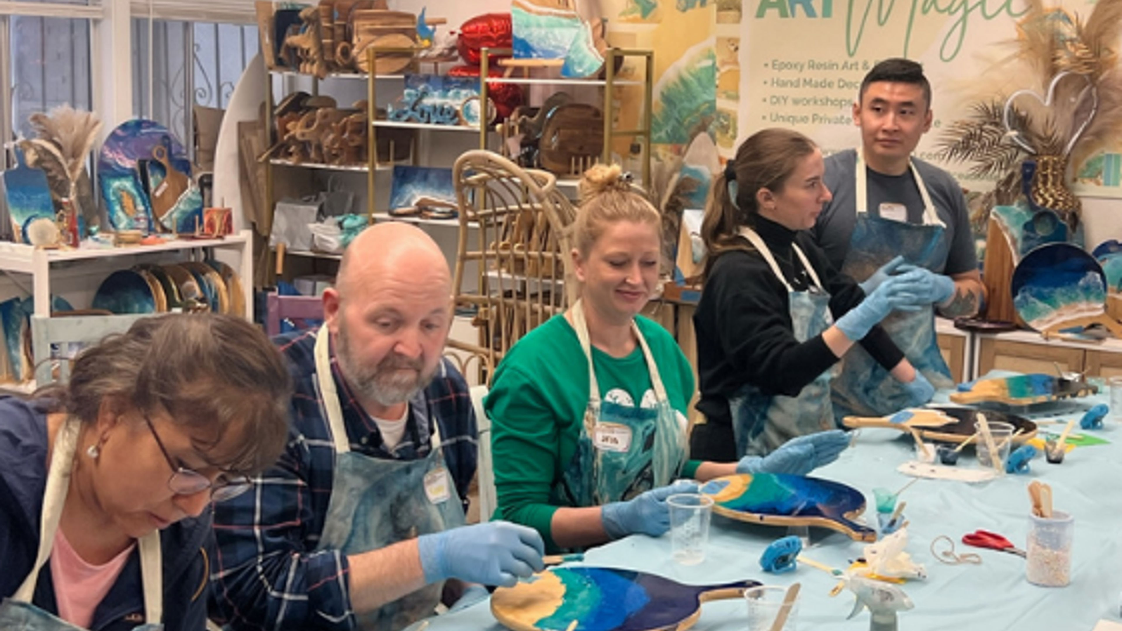 Introductory Resin Art: Ocean Cheeseboard Workshop - slide 9